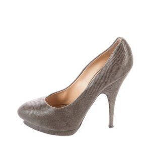 GIUSEPPE ZANOTTI Grey Snakeskin Platform Heels